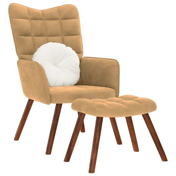 vidaXL Relaxsessel mit Hocker Braun Samt, 4016829, 8721158362544