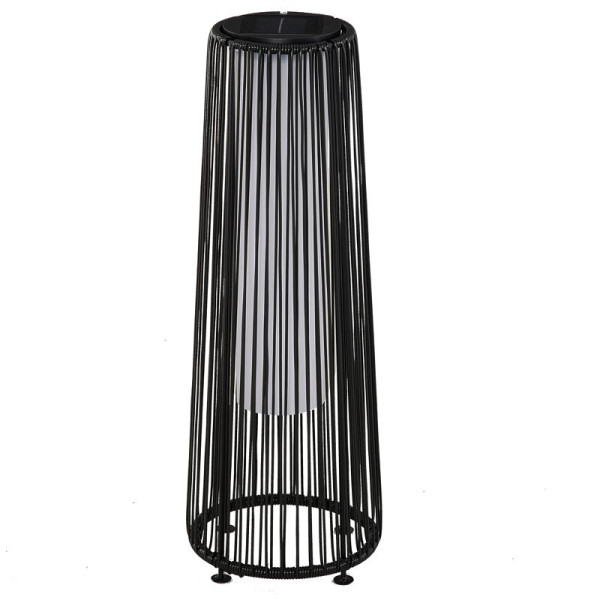 Outsunny Gartenleuchte, Außenlampe, solarbetrieben, 8 Stunden Betrieb, Rattanoptik, schwarz, 21,5 x 21,5 x 61 cm, 866-066BK
