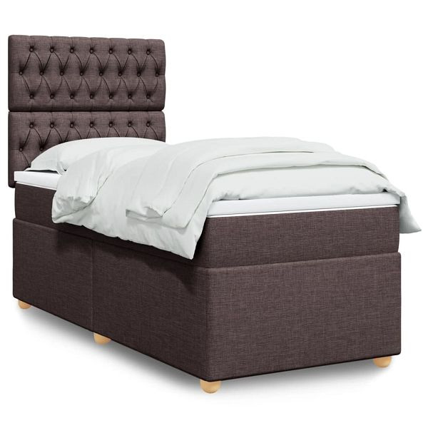 vidaXL Boxspringbett mit Matratze Dunkelbraun 80x200 cm Stoff, 3293417