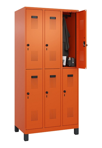 C+P Doppelstöckiger Spind Evolo PLUS, mit Füßen, 6 Fächer, 1950x900x500mm, 2004, Drehriegel, 049310-30 S10023