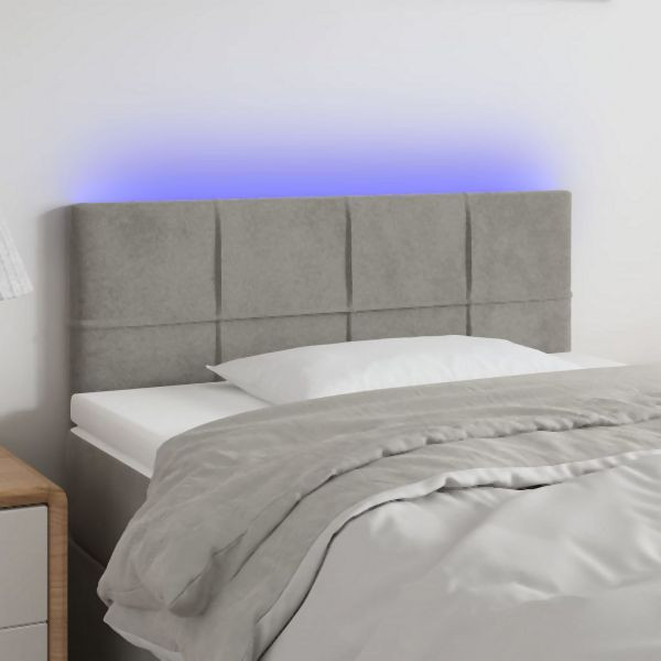 vidaXL LED Kopfteil Hellgrau 100x5x78/88 cm Samt, 3121654