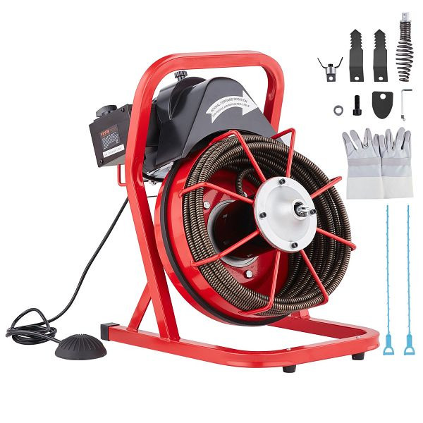 VEVOR Rohrreinigungsmaschine Rohrreinigungsgerät Manuelle Zufuhr 15,24mx12,7mm, SDJJKLSGDSTJZQNLAV2