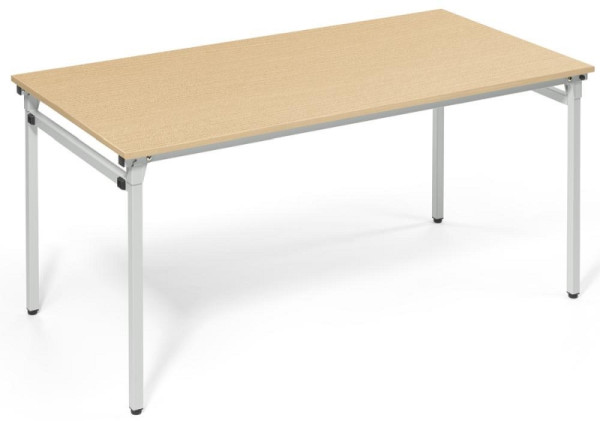 Deskin 4-Fuß-Klapptisch, Platte Buchedekor, Gestell Alusilber RAL 9006, B 1600 x T 800 x H 720 mm, 284195