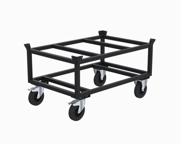 Kongamek Palettenwagen, Schwarz, Palettenführung, Bremse, mit Palettenhalter, KM221-PSB