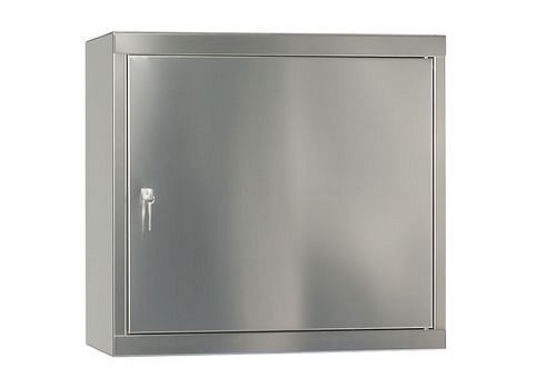 DENIOS Chemikalienhängeschrank Inox HSE-1, mit Einlegeböden und Bodenwanne, 1-türig, 201318