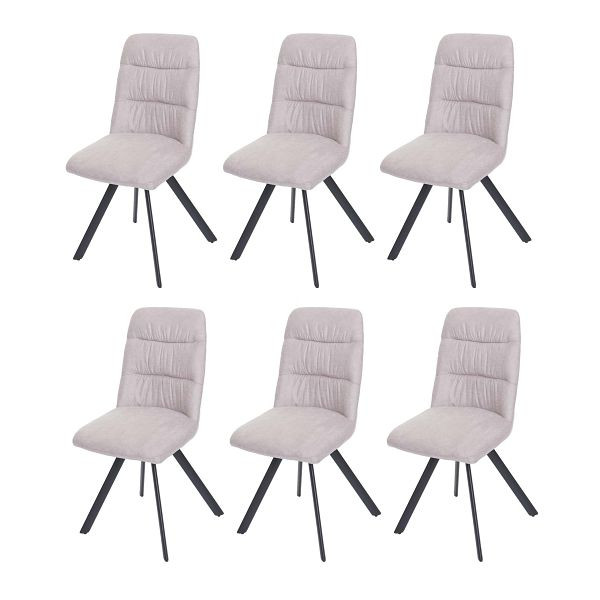 Mendler 6er-Set Esszimmerstuhl HWC-J69, Küchenstuhl Stuhl, drehbar Auto-Position, Samt, creme-beige, 3x82597