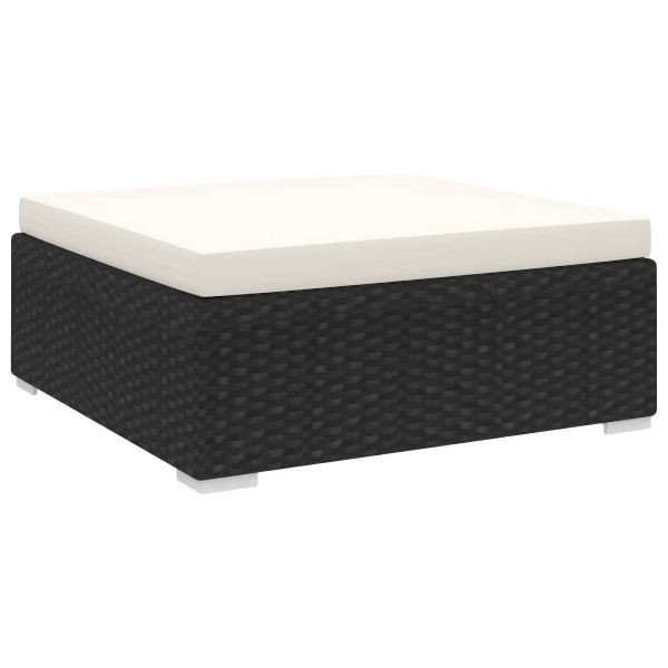vidaXL Modular-Fußhocker 1 Stk. + Auflagen Poly Rattan Schwarz, 46802