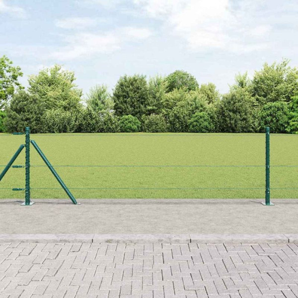 vidaXL Zaun mit Pfosten Grün 0,6 x 100 m PVC-beschichteter Stahl, 3353580