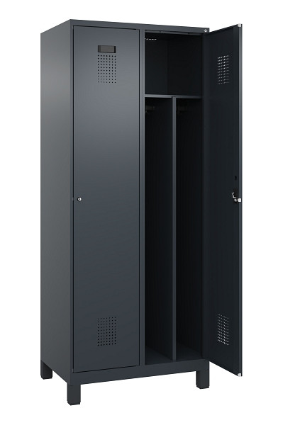 C+P Spind Evolo PLUS, mit Füßen, 2 Abteile, 1950x800x500mm, 7016/7016, Verschluss Zylinderschloss, 049010-22F S10043