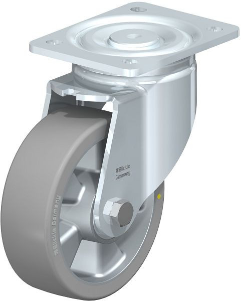 Blickle LH-ALTH 150K-AS Stahlblech-Lenkrolle, Schwerlast-Ausführung, mit Anschraubplatte, Blickle Extrathane®, Grau, 648691