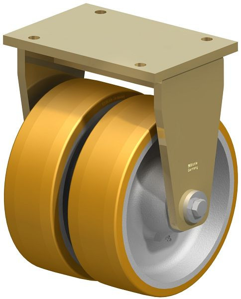 Blickle BSD-GTH 304K Stahlgeschweißte Schwerlast-Doppel-Bockrolle, Blickle Extrathane®, Hellbraun, 486985