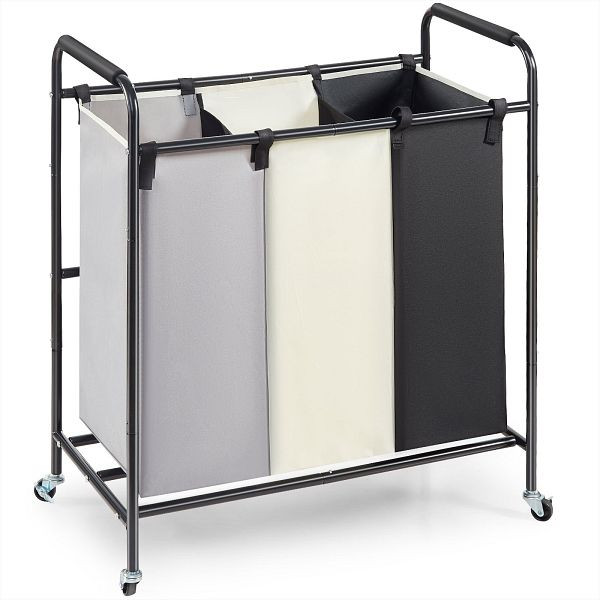 VEVOR 3-teiliger Wäschewagen Kommerzieller Wäschesortierer, 15 kg Belastbar Wäschesammler Oxford-Stoff Wäschewagen, XYLFJSSSYTB75CJ6HV0