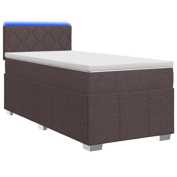 vidaXL Boxspringbett mit Matratze Dunkelbraun 90 x 200 cm Stoff, 3452596