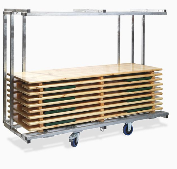 Feros Transportwagen Festzeltgarnitur professionell, für 10 komplette Festzeltgarnituren, Feuerverzinkt, 231,5x59x89x180,5cm (BxTxH), T90810