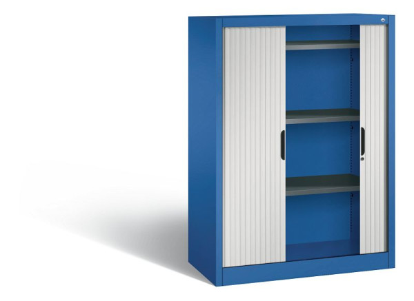 C+P Sideboard mit Rollladen Omnispace, H1345xB1000xT420mm, Farbe: Enzianblau / Lichtgrau, Griffmulde, 3 OH, 3222-00 S10074