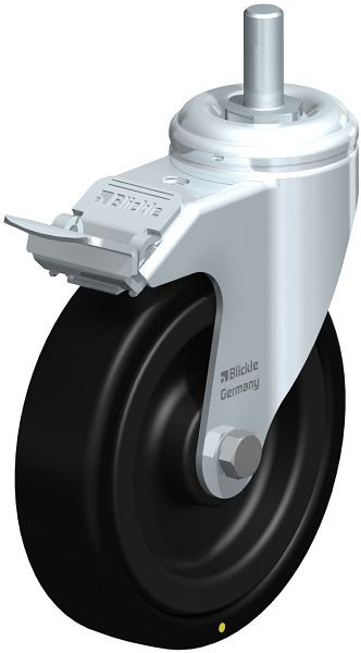 Blickle LKRA-VPA 126K-FI-EL-GS12 Apparate-Lenkrolle mit Gewindestift & Feststeller, Vollgummi, Schwarz, 339291