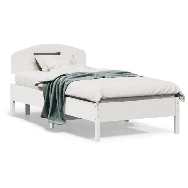 vidaXL Massivholzbett mit Kopfteil Weiß 75x190 cm Kiefer, 3207242
