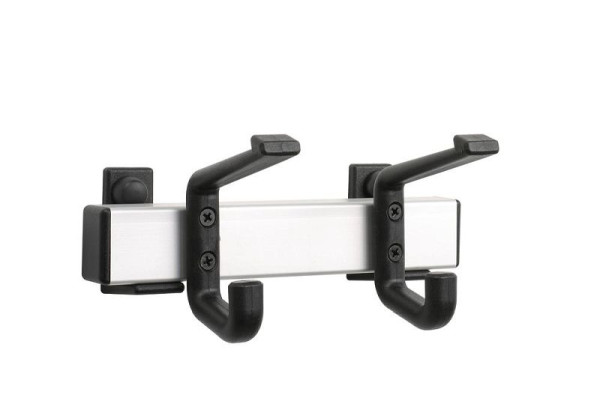 Deskin Wandgarderobe mit 2 Hut- und Mantelhaken, eloxiertes Aluminium, silber, B 200 x H 90 x T 120 mm, 268346