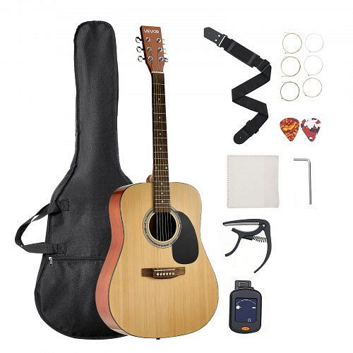 VEVOR Dreadnought Akustik Gitarre 41 in / 1041,4 mm Anfängerpaket für Erwachsene Natur, YJMYJT41INCHOFUL7001V0