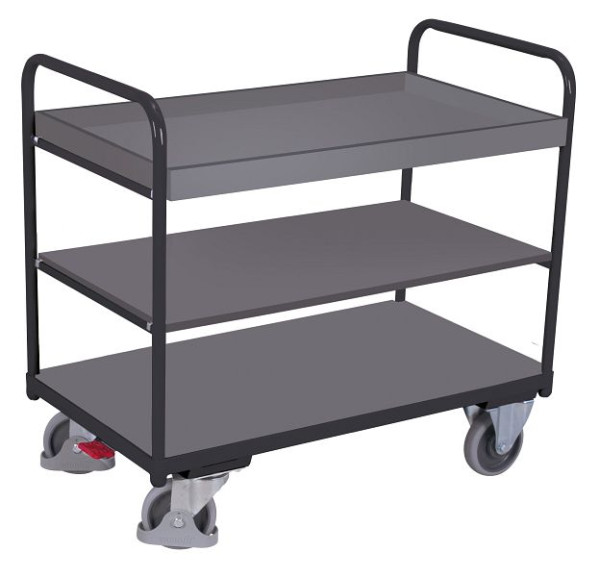 VARIOfit Etagenwagen niedrig, Außenmaße: 910 x 500 x 990 mm, RAL 7016 anthrazitgrau, Ladehöhe: 255 / 535 / 805 mm, sw-500.210/AG