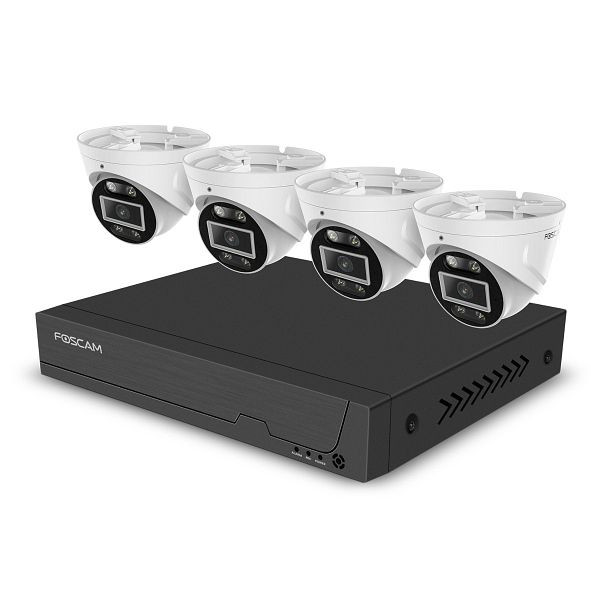 FOSCAM FNA108-E-T4-2T 8-Kanal 4K 8 MP PoE Komplettset für die Videoüberwachung mit 4 Überwachungskameras, fnat42