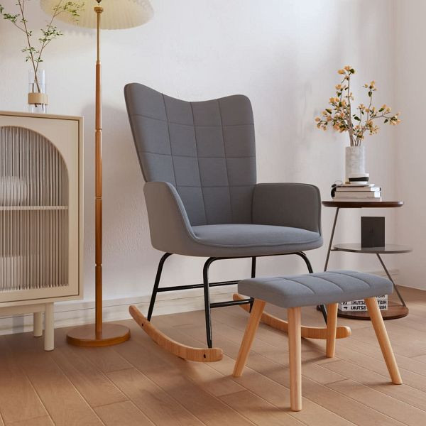 vidaXL Schaukelsessel mit Hocker Dunkelgrau Stoff, 328019
