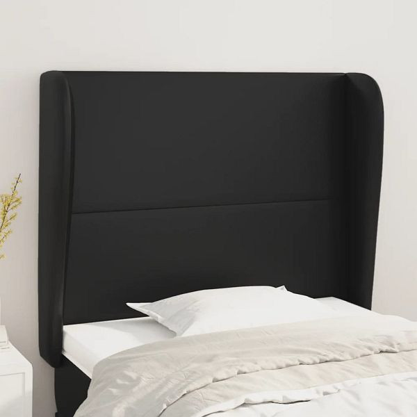 vidaXL Kopfteil mit Ohren Schwarz 83x23x118/128 cm Kunstleder, 3117748