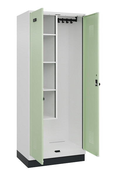 C+P Putzmittel-Spind Evolo PLUS, mit Sockel, 2 Abteile, 1950x800x500mm, 9016/601, Drehriegel, 049120-02 S10019