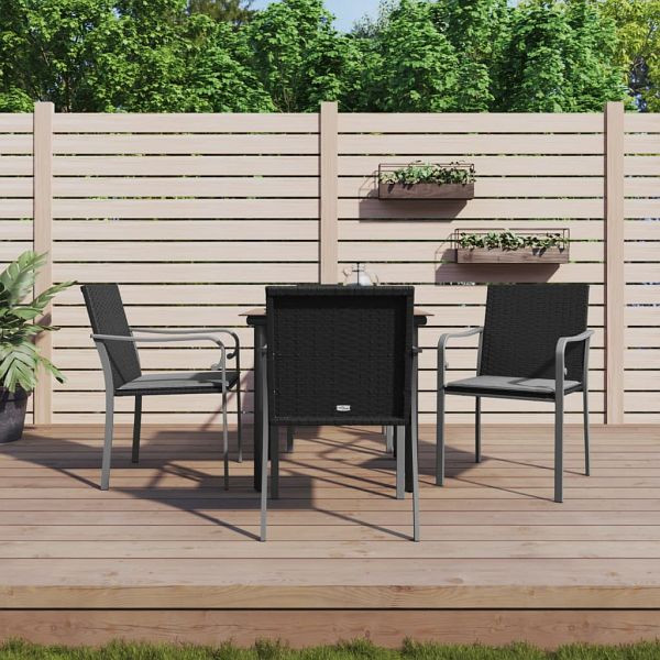 vidaXL 5-teilig Garten-Essgruppe mit Kissen Poly Rattan und Stahl, 3186956