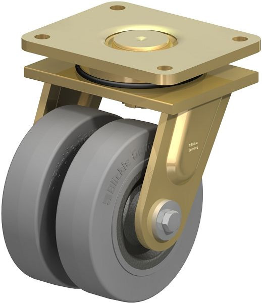 Blickle LSD-SE 160K-35-SG Stahlgeschweißte Schwerlast-Doppel-Lenkrolle, schwere Drehkranz-Ausführung, Elastik-Vollgummi, Grau, 736827