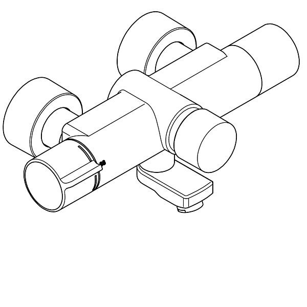 KWC Selbstschluss-Thermostatbatterie, F5 hydraulisch, Messing poliert verchromt, Ausladung 135 mm, mit Einheit mit C-Modul, 6 V Batterie, 3600008409