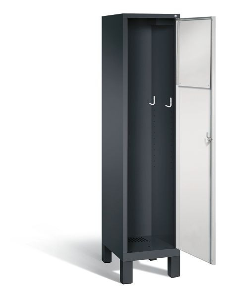 C+P Wäsche-Sammelschrank Evolo, H1850xB420xT500mm, Farbe: Schwarzgrau / Lichtgrau, 48070-210 S10012