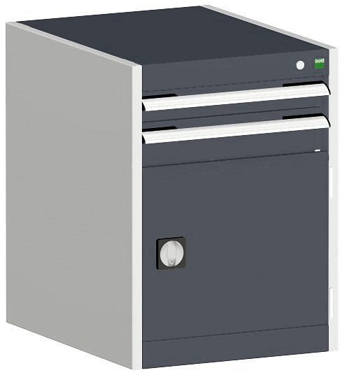 bott cubio Schubladenschrank bestückt mit 2 Schubladen, Tür BxTxH: 525 x 525 x 700 mm, RAL 7035/7016, 40010017.19V