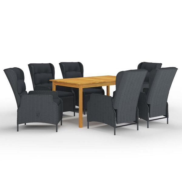 vidaXL 7-teilig Garten-Essgruppe Dunkelgrau, 3067841