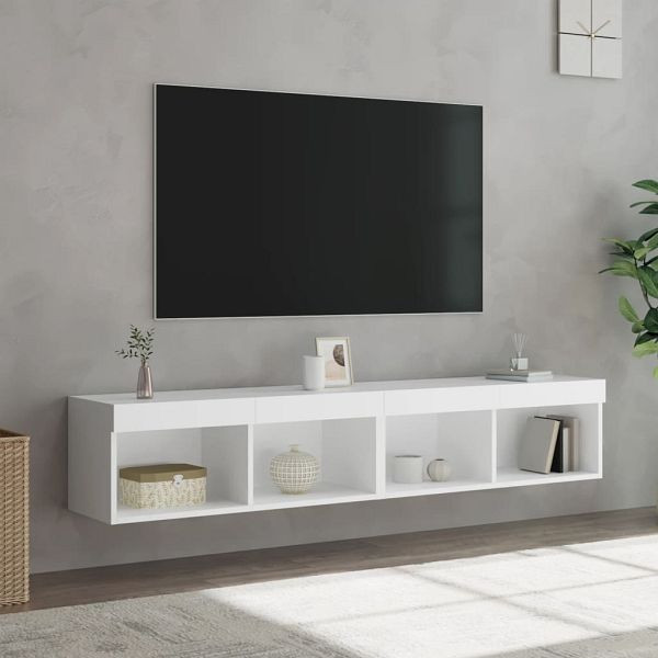 vidaXL TV-Schränke mit LED-Leuchten 2 Stück Weiß 80x30x30 cm, 837142