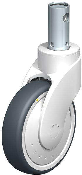 Blickle LWKE-TPA 126K-CS11-ELS-FK Kunststofflenkrolle WAVE mit Rückenloch & Feststeller, Thermoplastisches Gummi-Elastomer, Grau, 849197