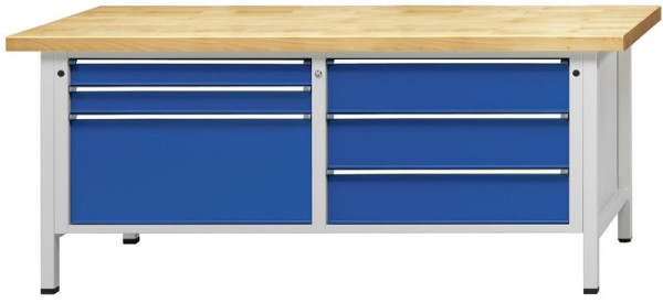 ANKE Werkbänke Kastenwerkbank, Modell 207 VX, 2000 x 800 x 840 mm, RAL 7035/5010, UBP 40 mm, 330.024