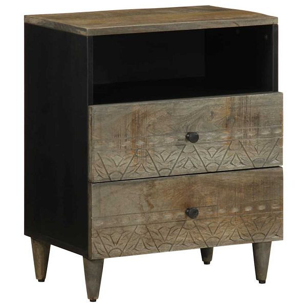 vidaXL Nachttisch Hellgrau 50x33x60 cm Massivholz Mango, 4017802