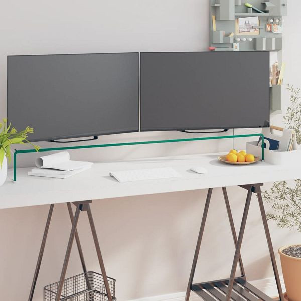 vidaXL TV-Tisch/Bildschirmerhöhung Glas Transparent 110x30x13 cm, 244132