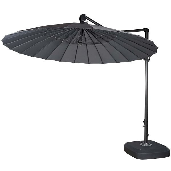Mendler Ampelschirm HWC-A34, Sonnenschirm mit Ständer/Schutzhülle, drehbar rollbar Ø 2,8m Polyester Alu/Stahl 25kg, anthrazit, 59339+60137