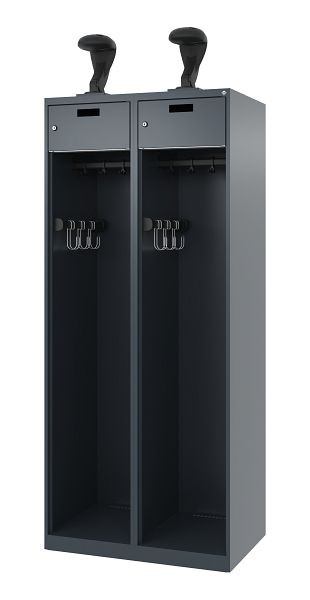 C+P Feuerwehrspind Evolo, Modell PRAKTUS, 2 Abteile, H1850xB800xT500 mm, Anthrazit, Helmhalter, 0492015-22 S10005