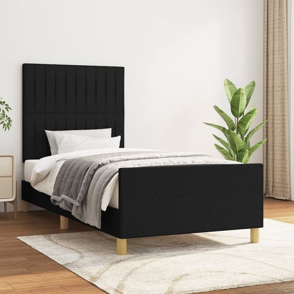 vidaXL Bettgestell mit Kopfteil Schwarz 100x200 cm Stoff, 3125197