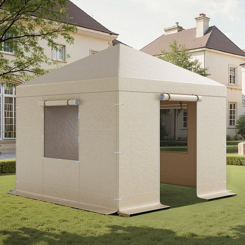 VEVOR Winterabdeckung für 3,05x3,05m Pavillon, Ersatz mit Seitenwänden & Netzfenstern, PE-Material, ohne Pavillon, LTDJTHZDDK10VAEBJ002V0