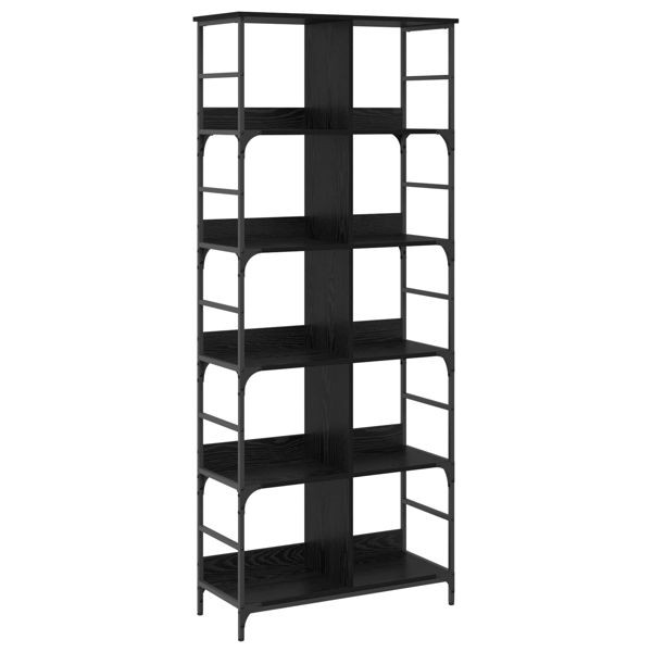 vidaXL Regal Schwarz Eichen-Optik 78,5 x 33 x 188,5 cm Metall PB, 8010897