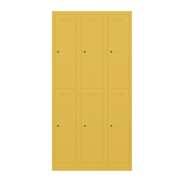 Bisley Garderobenschrank Primary Locker, 3 Abteile mit je 2 Fächern übereinander, 642 sunflower, PL3050T2642