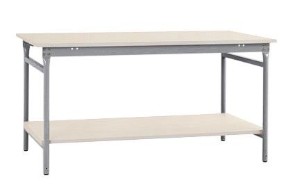 Manuflex Komplett-Beistelltisch BASIS stationär mit Melamin-Platte + Zwischenboden, BxTxH: 750 x 500 x 780 mm, Alusilber, BB5201.9006