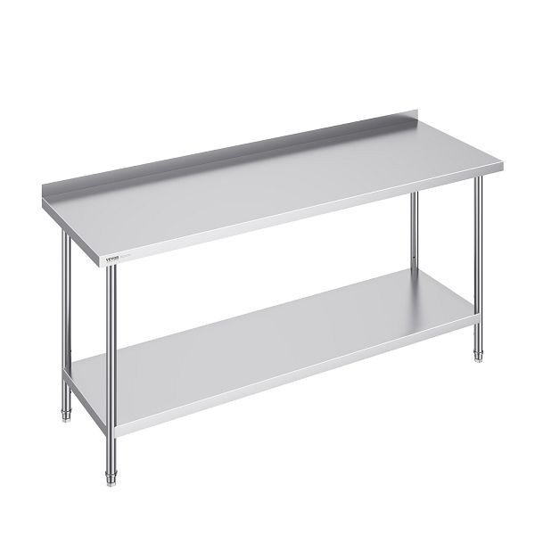 VEVOR Edelstahl-Arbeitstisch Gewerblicher Küchentisch 610x1829x914mm Silber, CFBXGGZTLCWJWN757V0