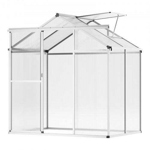 VEVOR Gewächshaus Polycarbonat 184x126x193cm, Pflanzenhaus mit Lüftungsfenstern, Treibhaus Pavillon-Stil, Schiebetür, Aluminium, JTSZWSL6W4FTDJ4XWV0