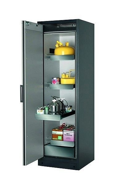 asecos Sicherheitsschrank Q-CLASSIC-90, Q90.195.060 in lichtgrau RAL 7035 mit 3x Auszugswanne Standard (Edelstahl), 30072-041-30096