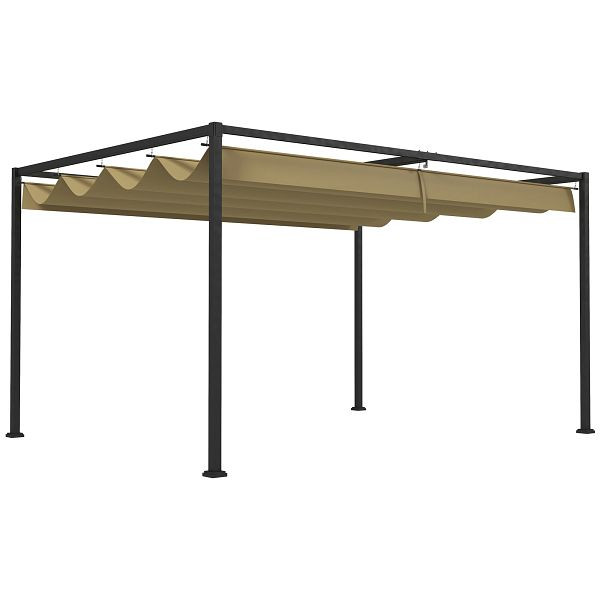 Outsunny Pergola, Robuster Sonnenschutz für Garten, Balkon, Terrasse, aus Metall und Kunststoff, UV- und wasserabweisend, Khaki, 84C-175V00KK
